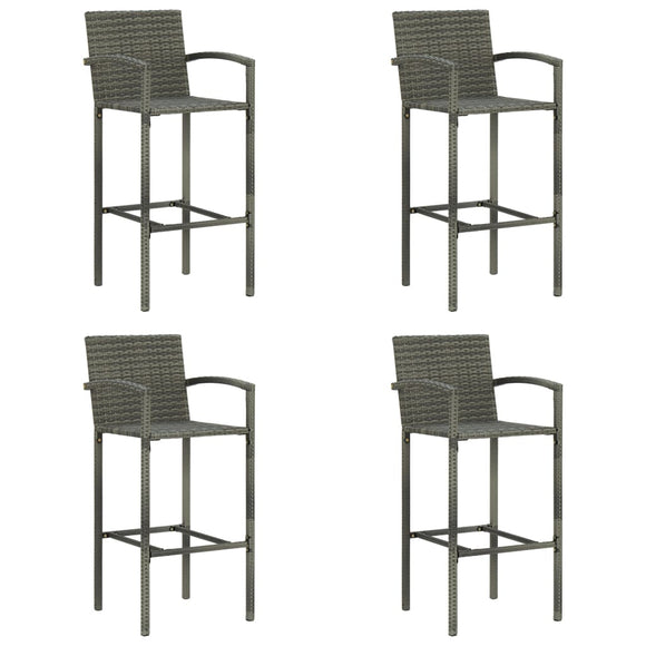 NNEVL Bar Stools 4 pcs Grey Poly Rattan