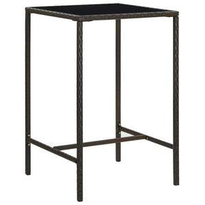 NNEVL Garden Bar Table Brown 70x70x110 cm Poly Rattan and Glass
