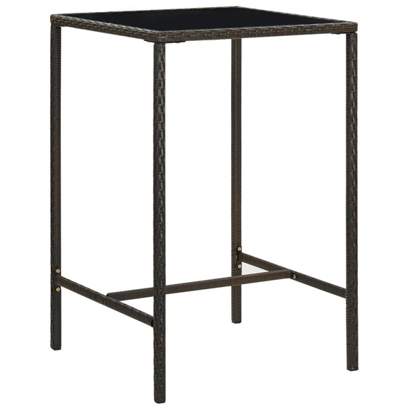 NNEVL Garden Bar Table Brown 70x70x110 cm Poly Rattan and Glass