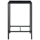NNEVL Garden Bar Table Black 70x70x110 cm Poly Rattan and Glass