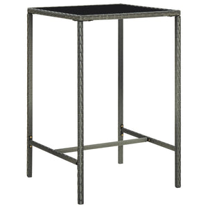 NNEVL Garden Bar Table Grey 70x70x110 cm Poly Rattan and Glass