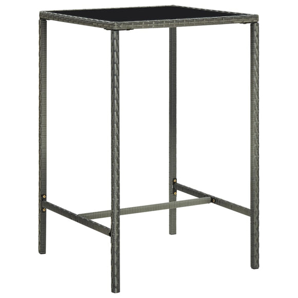 NNEVL Garden Bar Table Grey 70x70x110 cm Poly Rattan and Glass