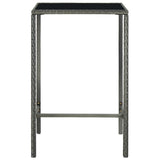 NNEVL Garden Bar Table Grey 70x70x110 cm Poly Rattan and Glass