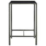 NNEVL Garden Bar Table Grey 70x70x110 cm Poly Rattan and Glass