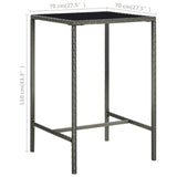 NNEVL Garden Bar Table Grey 70x70x110 cm Poly Rattan and Glass