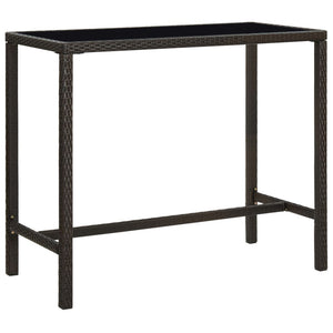 NNEVL Garden Bar Table Brown 130x60x110 cm Poly Rattan and Glass