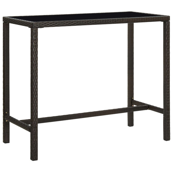 NNEVL Garden Bar Table Brown 130x60x110 cm Poly Rattan and Glass