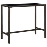 NNEVL Garden Bar Table Brown 130x60x110 cm Poly Rattan and Glass