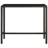 NNEVL Garden Bar Table Brown 130x60x110 cm Poly Rattan and Glass