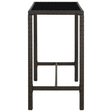NNEVL Garden Bar Table Brown 130x60x110 cm Poly Rattan and Glass