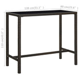 NNEVL Garden Bar Table Brown 130x60x110 cm Poly Rattan and Glass