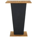 NNEVL Bar Table Black 80x80x110 cm Poly Rattan and Solid Acacia Wood