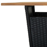NNEVL Bar Table Black 80x80x110 cm Poly Rattan and Solid Acacia Wood