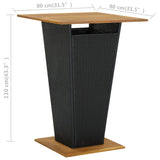 NNEVL Bar Table Black 80x80x110 cm Poly Rattan and Solid Acacia Wood