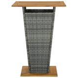 NNEVL Bar Table Grey 80x80x110 cm Poly Rattan and Solid Acacia Wood