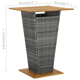 NNEVL Bar Table Grey 80x80x110 cm Poly Rattan and Solid Acacia Wood