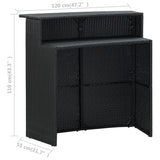 NNEVL Garden Bar Table Black 120x55x110 cm Poly Rattan