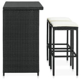 NNEVL 3 Piece Bar Set Poly Rattan Black