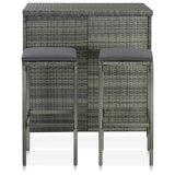 NNEVL 3 Piece Bar Set Poly Rattan Grey
