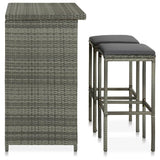 NNEVL 3 Piece Bar Set Poly Rattan Grey