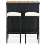 NNEVL 3 Piece Bar Set Poly Rattan Black