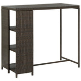 NNEVL Bar Table with Storage Rack Brown 120x60x110 cm Poly Rattan