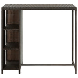 NNEVL Bar Table with Storage Rack Brown 120x60x110 cm Poly Rattan