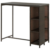 NNEVL Bar Table with Storage Rack Brown 120x60x110 cm Poly Rattan