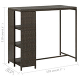 NNEVL Bar Table with Storage Rack Brown 120x60x110 cm Poly Rattan