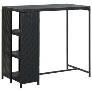 NNEVL Bar Table with Storage Rack Black 120x60x110 cm Poly Rattan