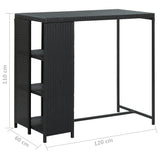 NNEVL Bar Table with Storage Rack Black 120x60x110 cm Poly Rattan