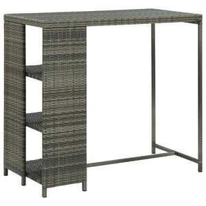 NNEVL Bar Table with Storage Rack Grey 120x60x110 cm Poly Rattan