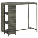 NNEVL Bar Table with Storage Rack Grey 120x60x110 cm Poly Rattan