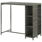 NNEVL Bar Table with Storage Rack Grey 120x60x110 cm Poly Rattan