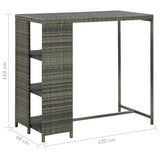 NNEVL Bar Table with Storage Rack Grey 120x60x110 cm Poly Rattan