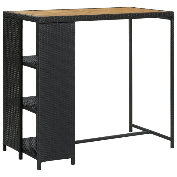 NNEVL Bar Table with Storage Rack Black 120x60x110 cm Poly Rattan