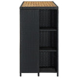 NNEVL Bar Table with Storage Rack Black 120x60x110 cm Poly Rattan