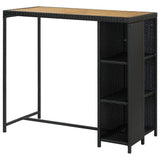 NNEVL Bar Table with Storage Rack Black 120x60x110 cm Poly Rattan