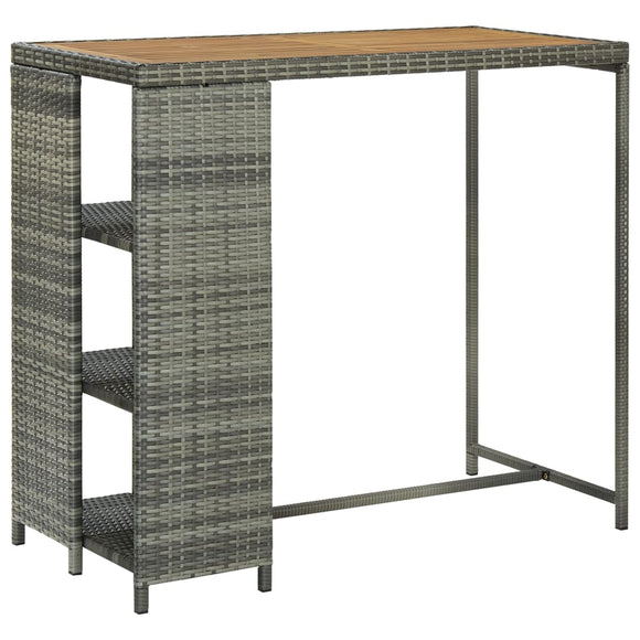 NNEVL Bar Table with Storage Rack Grey 120x60x110 cm Poly Rattan