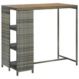 NNEVL Bar Table with Storage Rack Grey 120x60x110 cm Poly Rattan