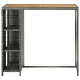 NNEVL Bar Table with Storage Rack Grey 120x60x110 cm Poly Rattan