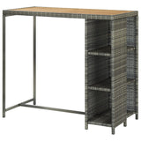 NNEVL Bar Table with Storage Rack Grey 120x60x110 cm Poly Rattan