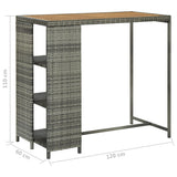 NNEVL Bar Table with Storage Rack Grey 120x60x110 cm Poly Rattan