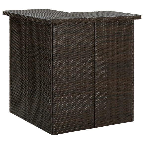 NNEVL Corner Bar Table Brown 100x50x105 cm Poly Rattan