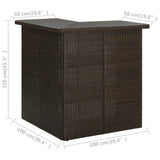 NNEVL Corner Bar Table Brown 100x50x105 cm Poly Rattan