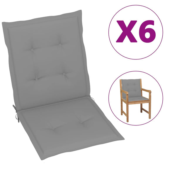 NNEVL Garden Chair Cushions 6 pcs Grey 100x50x3 cm