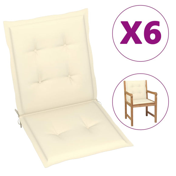 NNEVL Garden Chair Cushions 6 pcs Cream 100x50x3 cm