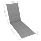 NNEVL Deck Chair Cushion Grey (75+105)x50x3 cm