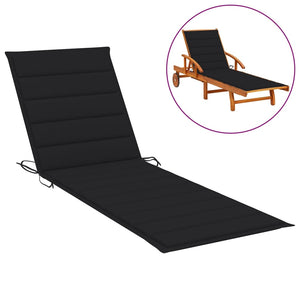 NNEVL Sun Lounger Cushion Black 200x50x3 cm Fabric