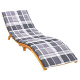 NNEVL Sun Lounger Cushion Grey Check Pattern 200x60x3cm Oxford Fabric